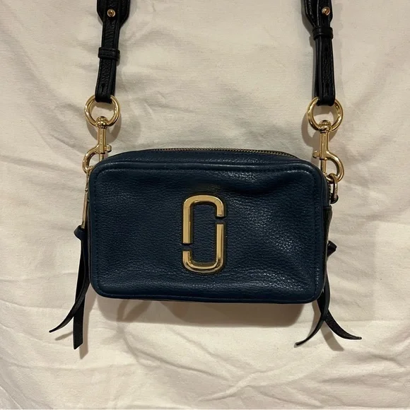Marc Jacobs Dark Blue Crossbody Bag with Gold Accents - Picture 1 of 12